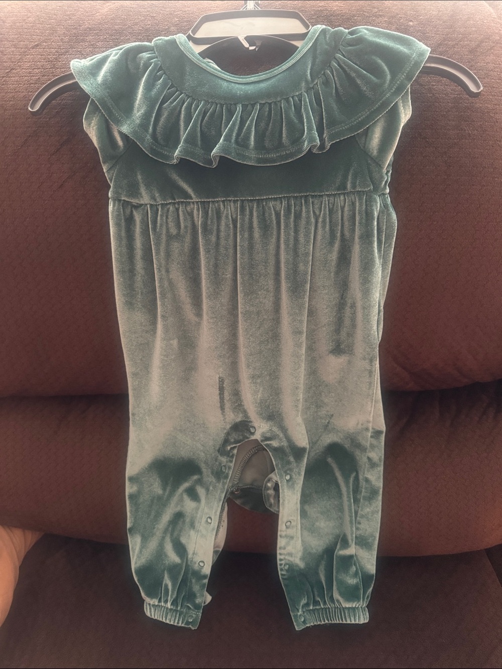 Cat & Jack Teal Velvet Baby Romper